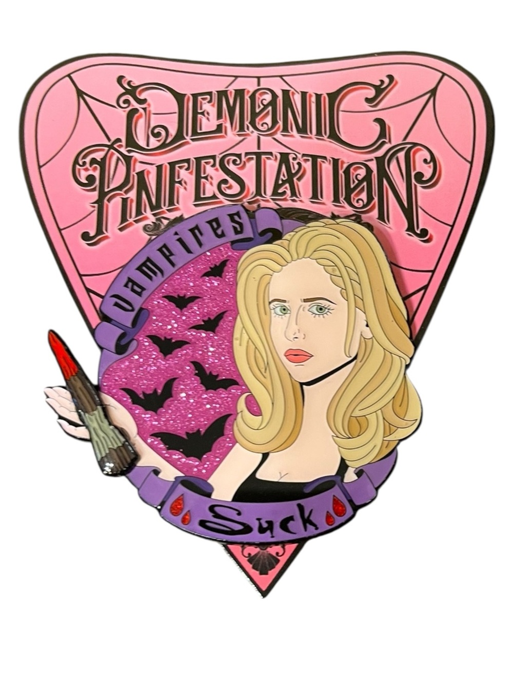 Demonic Pinfestation Buffy Vampires Suck Spinning Stake Enamel Pin